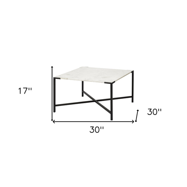 Homeroots 30" Brown And Black Solid And Manufactured Wood And Metal Square Coffee Table   376279