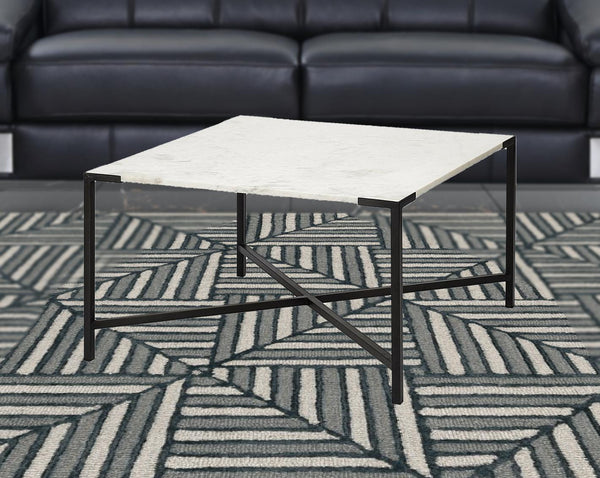 Homeroots 30" Brown And Black Solid And Manufactured Wood And Metal Square Coffee Table   376279