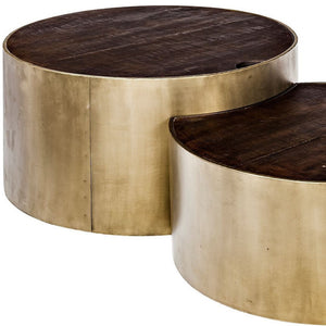 Homeroots S2 39.5" & 31.25" Round Wood Nesting Coffee Tables   376288