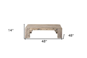 HomeRoots 48" Natural Wood Coffee Table - Distressed Rustic Charm with Spacious Top for Living Room Elegance 376292