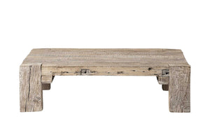 HomeRoots 48" Natural Wood Coffee Table - Distressed Rustic Charm with Spacious Top for Living Room Elegance 376292