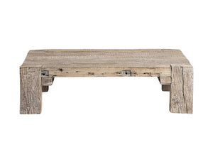 HomeRoots 48" Natural Wood Coffee Table - Distressed Rustic Charm with Spacious Top for Living Room Elegance 376292