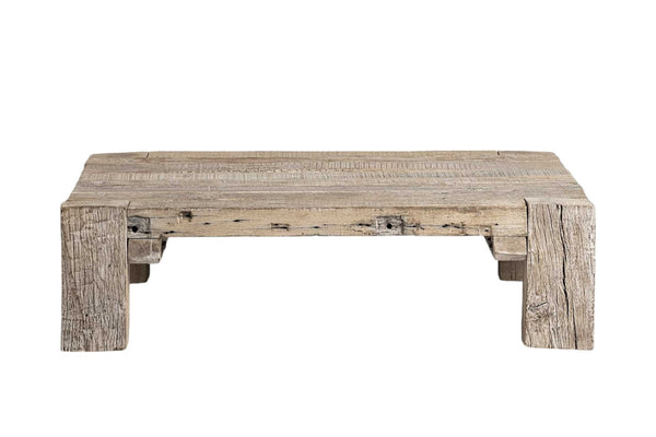 HomeRoots 48" Natural Wood Coffee Table - Distressed Rustic Charm with Spacious Top for Living Room Elegance 376292