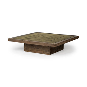 Homeroots 50" Brown Solid Wood Square Distressed Coffee Table   376293