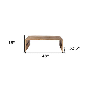 HomeRoots 48" Solid Wood Coffee Table - Timeless Brown Finish for Living Rooms, Offices, and More - Assembled! 376299