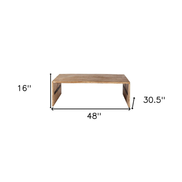 HomeRoots 48" Solid Wood Coffee Table - Timeless Brown Finish for Living Rooms, Offices, and More - Assembled! 376299