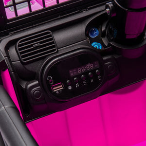 English Elm 24v Kids Ride on Car with Parental Remote Four Wheel Suspension Led Lights Bluetooth Pink W1578P235081