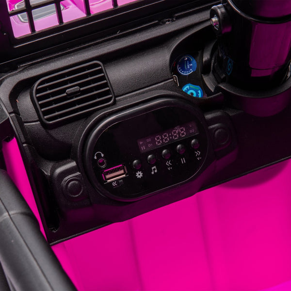 English Elm 24v Kids Ride on Car with Parental Remote Four Wheel Suspension Led Lights Bluetooth Pink W1578P235081