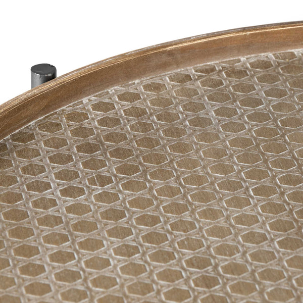 Homeroots 33" Brown And Black Wood And Metal Two Tier Coffee Table   376300