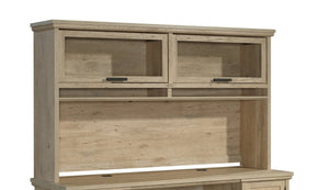 English Elm Hutch, Contemporary Brown Finish With Tempered Glass Doors For Stylish Storage And Display Solutions B356P367798
