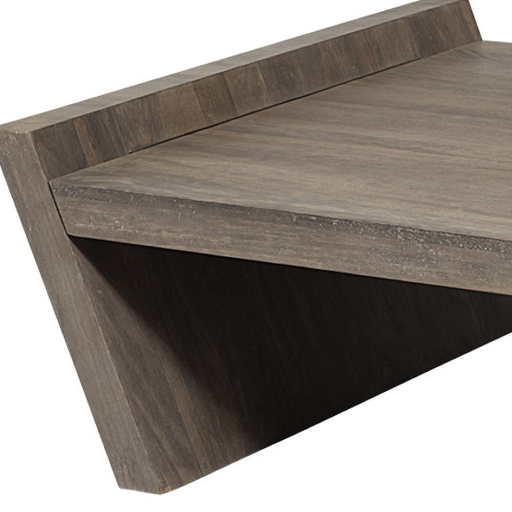 HomeRoots 59" Brown Wood Coffee Table – Timeless Design with Slanted Base, Perfect for Living Spaces & Offices 376302