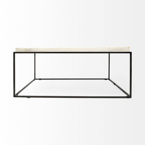 Homeroots 36" White And Black Genuine Marble And Metal Square Coffee Table   376304