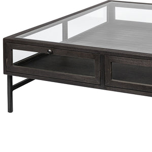 Homeroots 42" Black And Brown Square Coffee Table With Two Drawers   376307