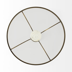 Homeroots 36" Clear And White And Gold Glass And Stone Round Coffee Table   376310