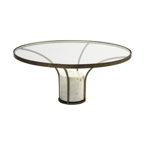 Homeroots 36" Clear And White And Gold Glass And Stone Round Coffee Table   376310