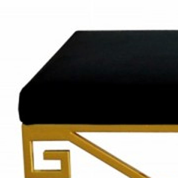 Homeroots Rectangular Modern Black Velvet Bench With Champagne Gold Steel Frame  Metal 376312