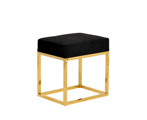 Homeroots 14" Black Velvet And Gold Ottoman   376317