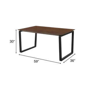 Homeroots 59" Dark Brown And Black Solid Wood Sled Base Dining Table   376321