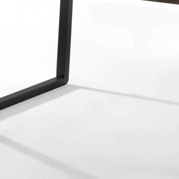 Homeroots 59" Dark Brown And Black Solid Wood Sled Base Dining Table   376321