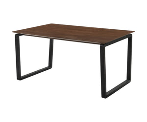 Homeroots 59" Dark Brown And Black Solid Wood Sled Base Dining Table   376321