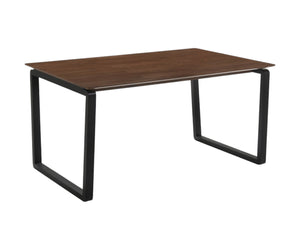 Homeroots 59" Dark Brown And Black Solid Wood Sled Base Dining Table   376321
