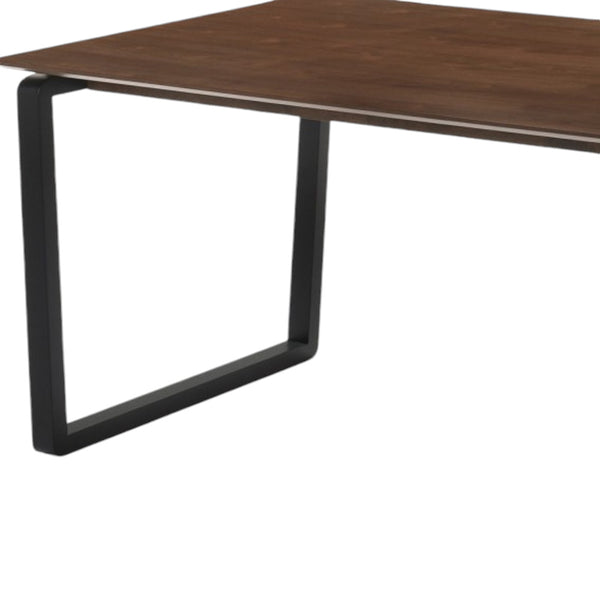 Homeroots 59" Dark Brown And Black Solid Wood Sled Base Dining Table   376321