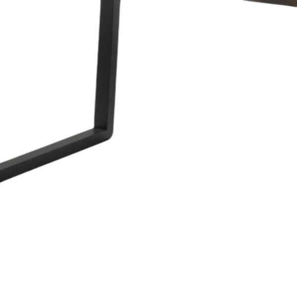 Homeroots 59" Dark Brown And Black Solid Wood Sled Base Dining Table   376321