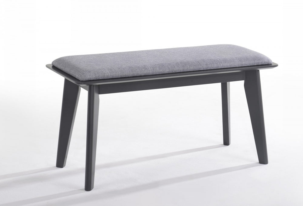 Homeroots Modern Grey Fabric Upholstered Dining Bench With Charcoal Grey Painted Wood Legs  Solid Wood 376323