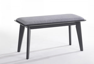 Homeroots Modern Grey Fabric Upholstered Dining Bench With Charcoal Grey Painted Wood Legs  Solid Wood 376323