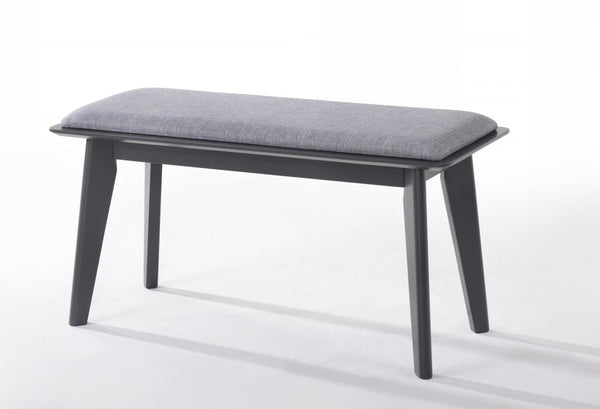 Homeroots Modern Grey Fabric Upholstered Dining Bench With Charcoal Grey Painted Wood Legs  Solid Wood 376323