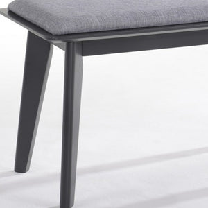 Homeroots Modern Grey Fabric Upholstered Dining Bench With Charcoal Grey Painted Wood Legs  Solid Wood 376323