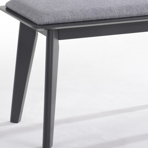 Homeroots Modern Grey Fabric Upholstered Dining Bench With Charcoal Grey Painted Wood Legs  Solid Wood 376323