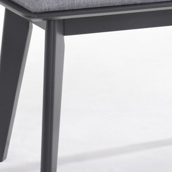 Homeroots Modern Grey Fabric Upholstered Dining Bench With Charcoal Grey Painted Wood Legs  Solid Wood 376323