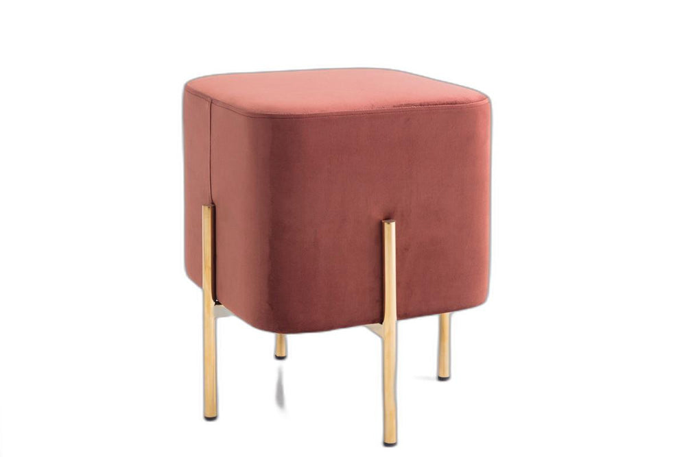 Homeroots 16" Copper Velvet And Gold Cube Ottoman   376325