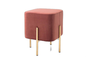 Homeroots 16" Copper Velvet And Gold Cube Ottoman   376325