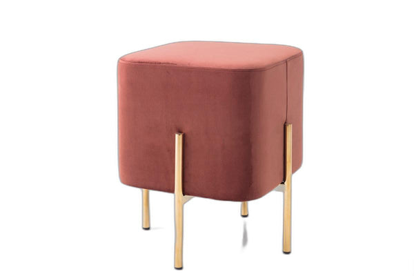Homeroots 16" Copper Velvet And Gold Cube Ottoman   376325