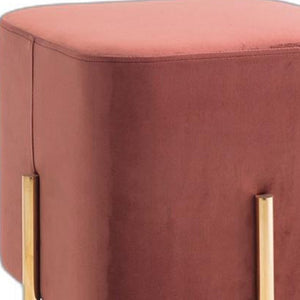 Homeroots 16" Copper Velvet And Gold Cube Ottoman   376325