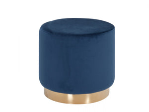 Homeroots 16" Blue Velvet And Gold Footstool Ottoman   376326