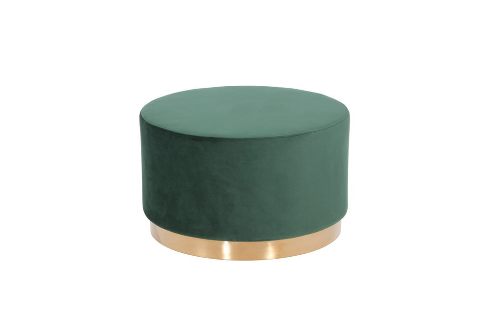 Homeroots 24" Green Velvet And Gold Footstool Ottoman   376327