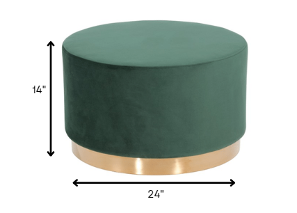 Homeroots 24" Green Velvet And Gold Footstool Ottoman   376327