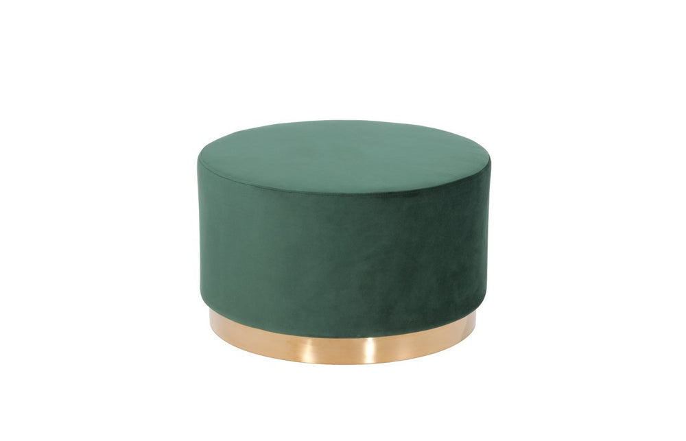 Homeroots 24" Green Velvet And Gold Footstool Ottoman   376327
