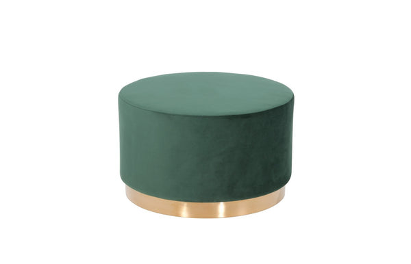 Homeroots 24" Green Velvet And Gold Footstool Ottoman   376327