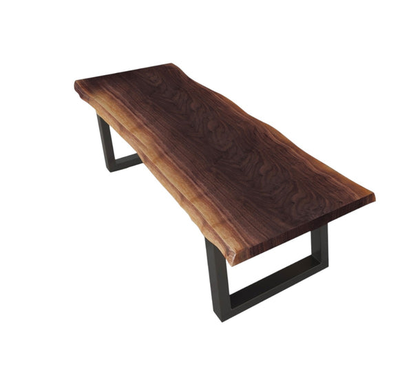 Homeroots 79" Brown And Black Distressed Solid Wood Dining Bench  Metal 376329