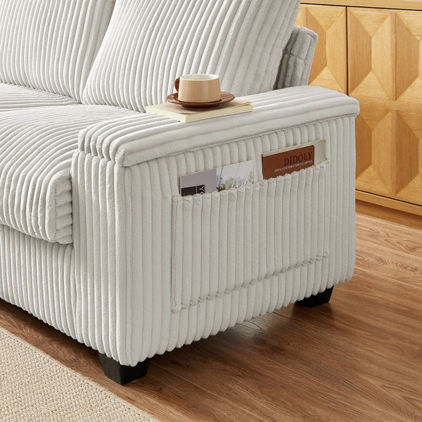English Elm 71" Loveseat Plush Corduroy Small Sofa with Armrest Storage, USB Port, Solid Wood Frame, Beige W542P210606