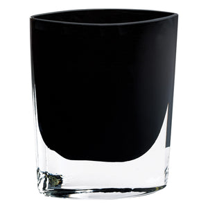 Homeroots 8 Mouth Blown Crystal European Made Lead Free Jet Black Pocket Shaped Vase  Lead Free Crystal 376330