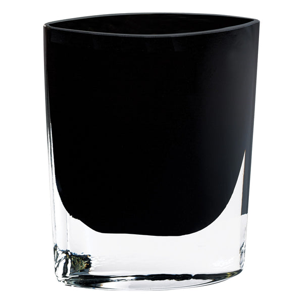 Homeroots 8 Mouth Blown Crystal European Made Lead Free Jet Black Pocket Shaped Vase  Lead Free Crystal 376330