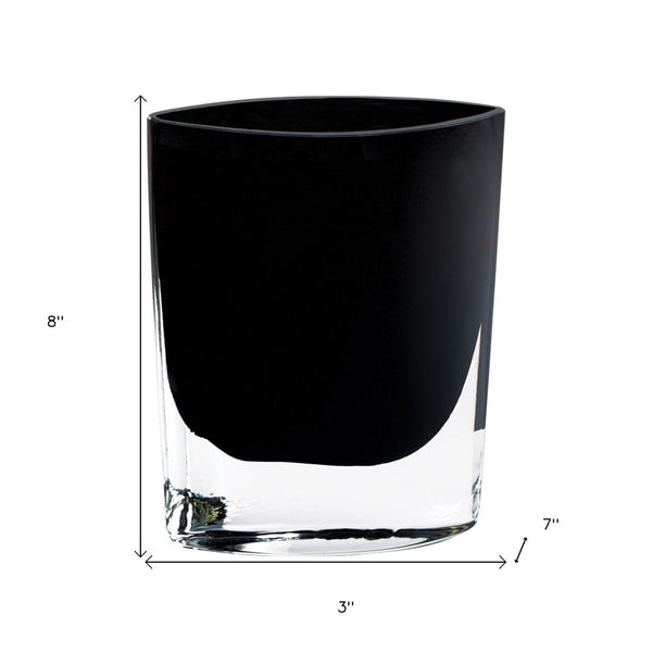 HomeRoots 8" Black Bud Crystal Vase - Elegant Lead-Free Design for Modern Décor, Perfect for Single Stems & Bouquets 376330