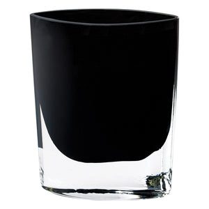 Homeroots 8 Mouth Blown Crystal European Made Lead Free Jet Black Pocket Shaped Vase  Lead Free Crystal 376330