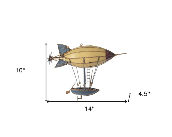 HomeRoots Steampunk Airship Metal Model - Handcrafted Display Piece with Intricate Detailing for Collectors & Gifts 376332