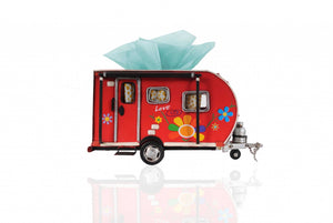 Homeroots Red Camper Trailer Model Tissue Holder  Metal 376334